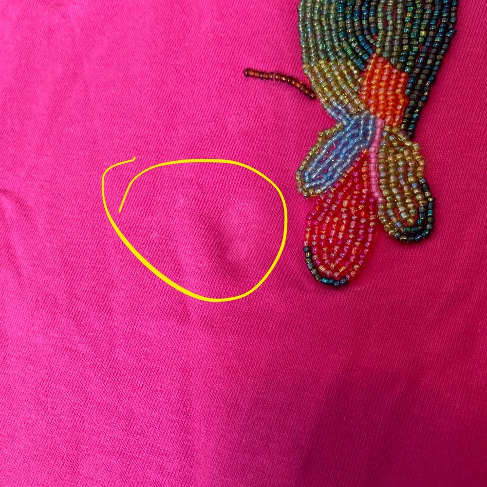 Quacker Factory Pink Cotton Short Sleeve Tee with Beaded Parrot - Picture 7 of 16